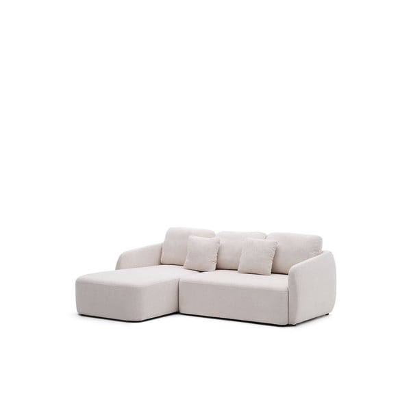 Kreminės spalvos iš šenilinio audinio sulankstoma kampinė sofa (su kairiuoju kampu/su gultu) Laira – Kave Home-image-2