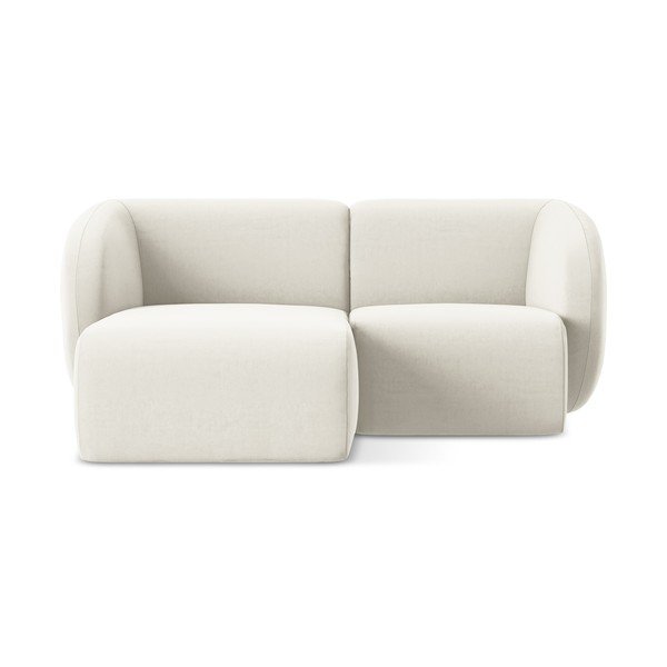 Smėlio spalvos kampinė sofa iš velveto (su kairiuoju kampu/su gultu) Lani – Makamii