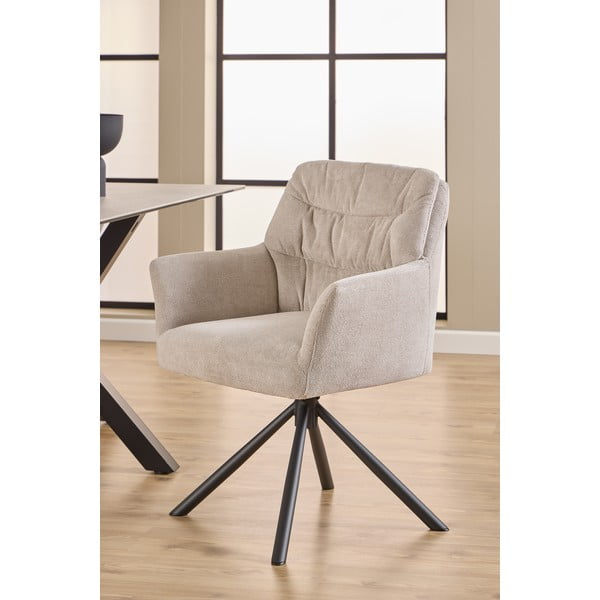 Smėlio spalvos iš audinio valgomojo kėdė su porankiais Alonso – Actona-image-4