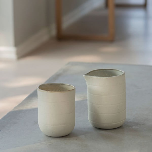 Puodeliai baltos spalvos iš akmens 2 vnt. 0.3 l Sand Grain – Mette Ditmer Denmark-image-1