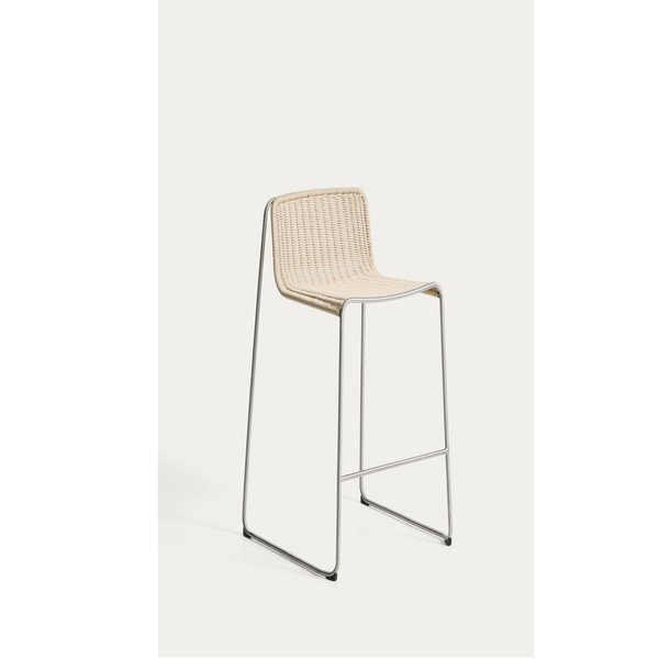 Smėlio spalvos metalinė sodo baro taburetė Tavari – Kave Home-image-4