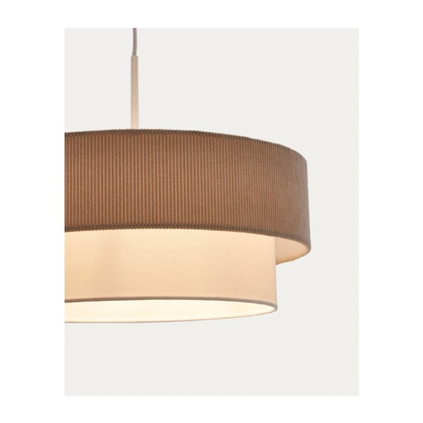 Baltos spalvos/smėlio spalvos kabantis šviestuvas ø 40 cm su tekstiliniu gaubtu Bianella – Kave Home-image-1