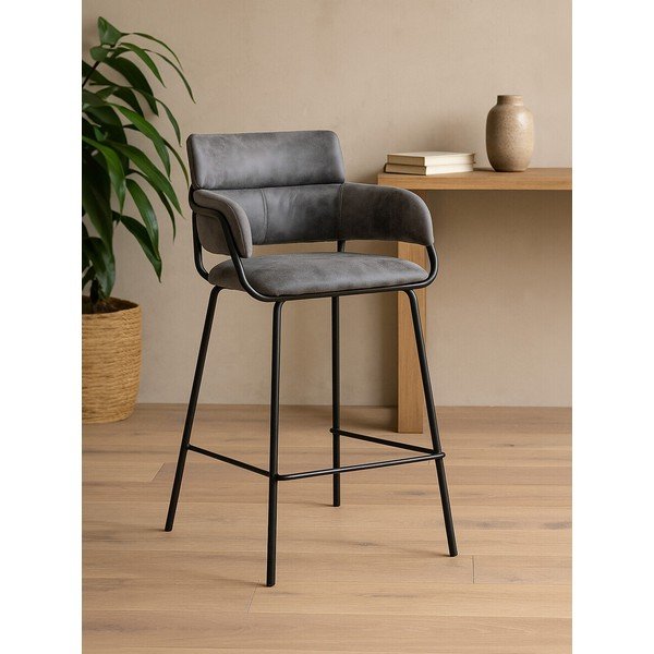 Juodos spalvos/pilkos spalvos iš audinio baro taburetė Tamzin – Premier Housewares-image-1