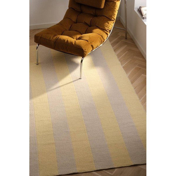 Rankų darbo geltonos spalvos/smėlio spalvos iš vilnos mišinio kilimas 200x300 cm Sissel – Jotex-image-1