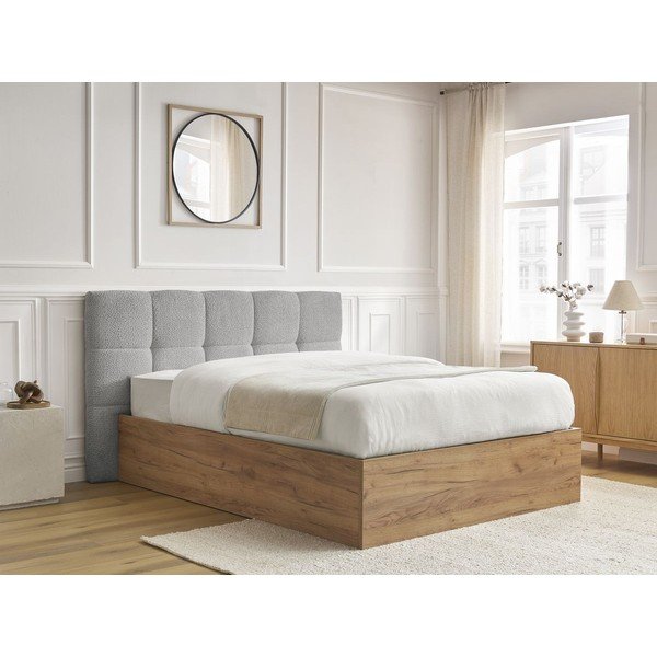 Pilkos spalvos iš audinio dvigulė lova audiniu dengta/iš medžio drožlių plokštės su sandėliavimo vieta su lovos grotelėmis 180x200 cm Kumo – Bobochic Paris-image-2
