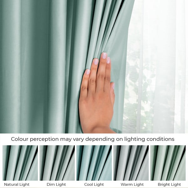 Šviesiai žalios spalvos iš velveto pritemdymas (dalinis užtemimas) užuolaida 140x270 cm Eyelets – Restilo-image-4