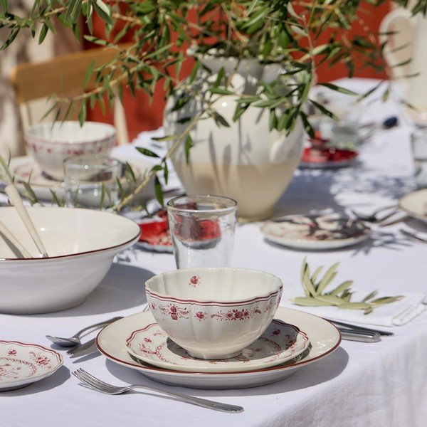 Raudonos spalvos/baltos spalvos desertinė iš akmens masės lėkštė ø 21 cm Vila – Costa Nova-image-2