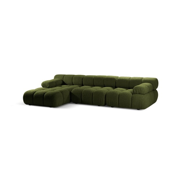 Iš boucle modulinė kampinė sofa žalios spalvos (su kairiuoju kampu) Bellis – Micadoni Home-image-3