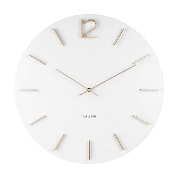Baltas sieninis laikrodis "Karlsson Meek", ⌀ 50 cm