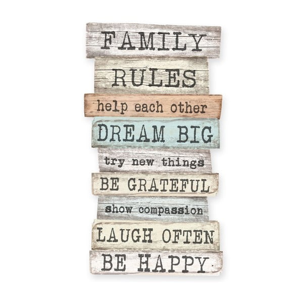 Ženklas 30x50 cm Family Rules – Really Nice Things