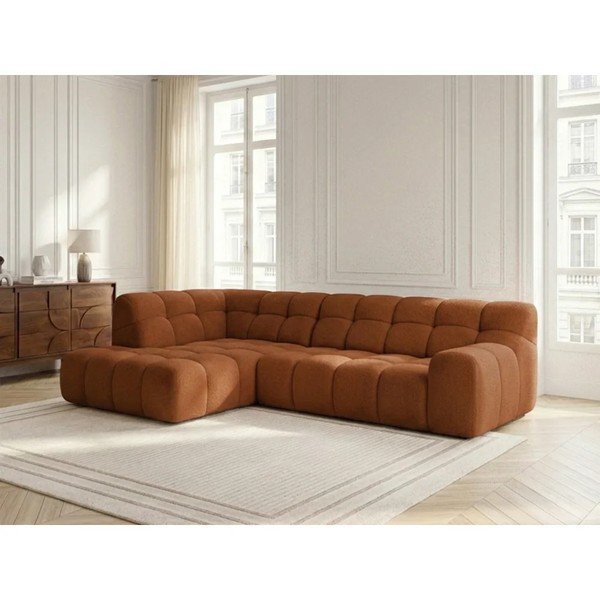 Oranžinės spalvos sulankstoma/ar elektrisko sēdekļa regulēšanu kampinė sofa (su kairiuoju kampu/„L“ formos) Andre – Bobochic Paris-image-1