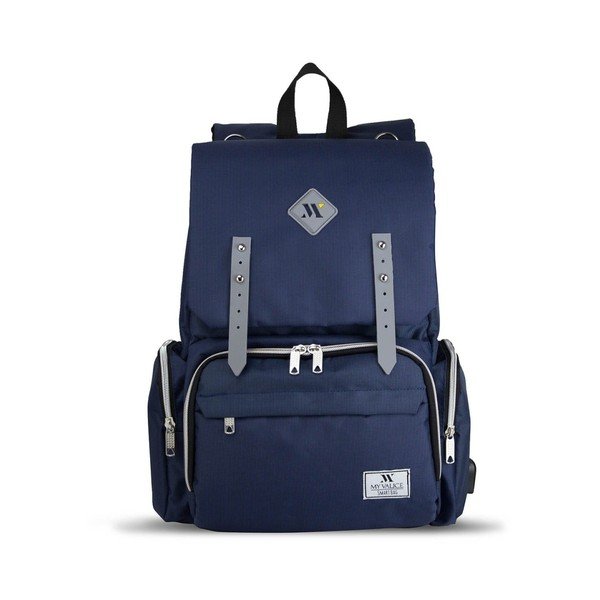 Tamsiai mėlyna kuprinė mamoms su USB jungtimi My Valice MOTHER STAR Baby Care-image-3