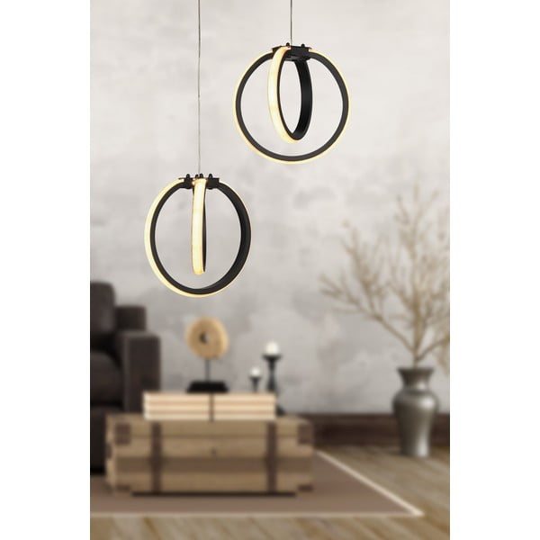 Juodos spalvos iš metalo kabantis šviestuvas LED ø 20 cm Sezen – Squid Lighting-image-1