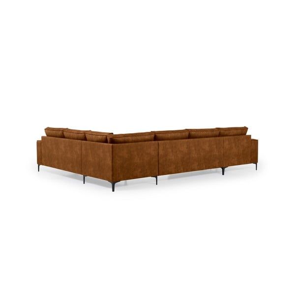 Iš dirbtinės odos kampinė sofa konjako rudos spalvos (su kairiuoju kampu/„U“ formos) Copenhagen – Scandic-image-3