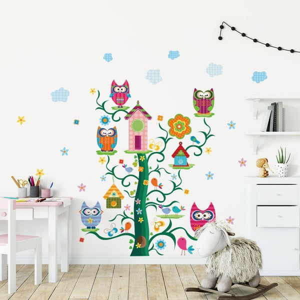 Vaikiškų sienų lipdukų rinkinys "Ambiance Owls and their Magic Tree