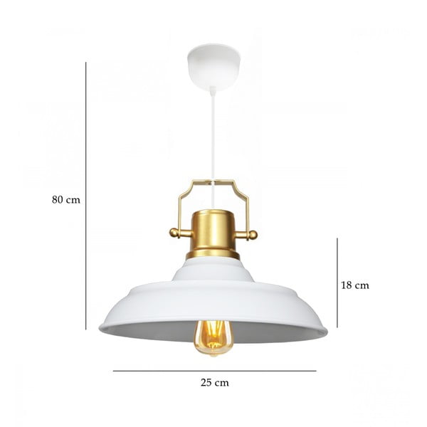 Baltos spalvos kabantis šviestuvas ø 25 cm su metaliniu gaubtu Tarsus – Opviq lights-image-3
