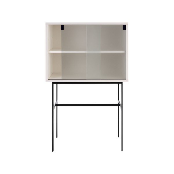 Pilkai smėlinės spalvos vitrina su stumdomomis durimis 70x109x40 cm Lekko – noo.ma-image-3
