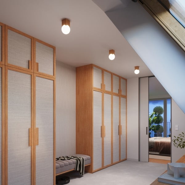 Lubinis šviestuvas natūralios spalvos 12x12 cm su stiklo gaubtu Rayer – Sollux-image-4