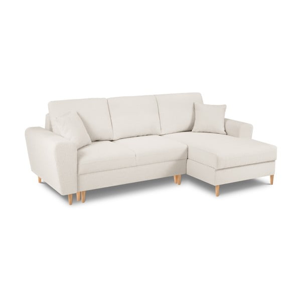 Smėlio spalvos iš boucle sulankstoma/su sandėliavimo vieta kampinė sofa (su dešiniuoju kampu/su gultu) Kyoto – Cosmopolitan Design-image-1