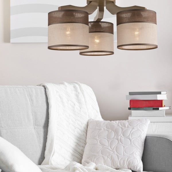 Lubinis šviestuvas tamsiai rudos spalvos ø 16 cm su tekstiliniu gaubtu Andrea – LAMKUR-image-1