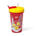 Raudonas puodelis su geltonu dangteliu ir šiaudeliu LEGO® Iconic, 500 ml