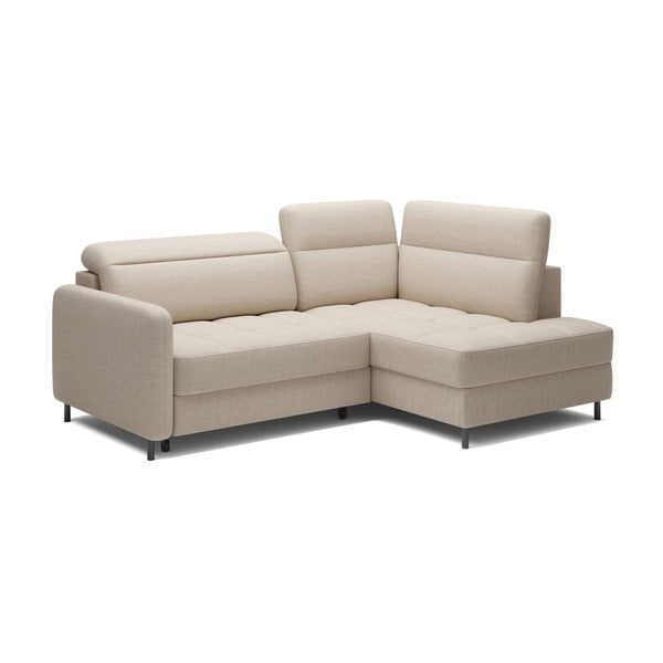 Smėlio spalvos iš velveto sulankstoma/su sandėliavimo vieta kampinė sofa (su dešiniuoju kampu/„L“ formos) Barea – ELTAP-image-2