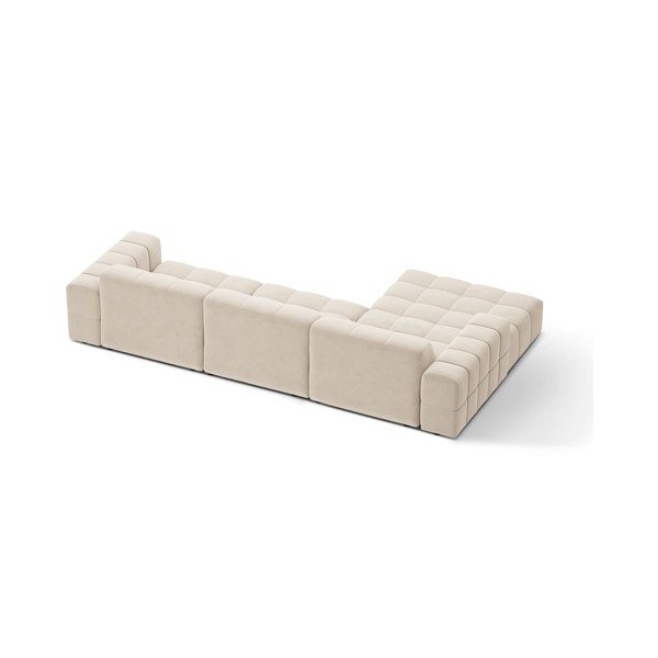 Kreminės spalvos kampinė sofa iš velveto (su kairiuoju kampu/su gultu) Chicago – Cosmopolitan Design-image-2