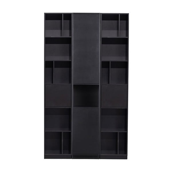 Iš pušies masyvo modulinė knygų spinta juodos spalvos 120x210 cm Finca – WOOOD