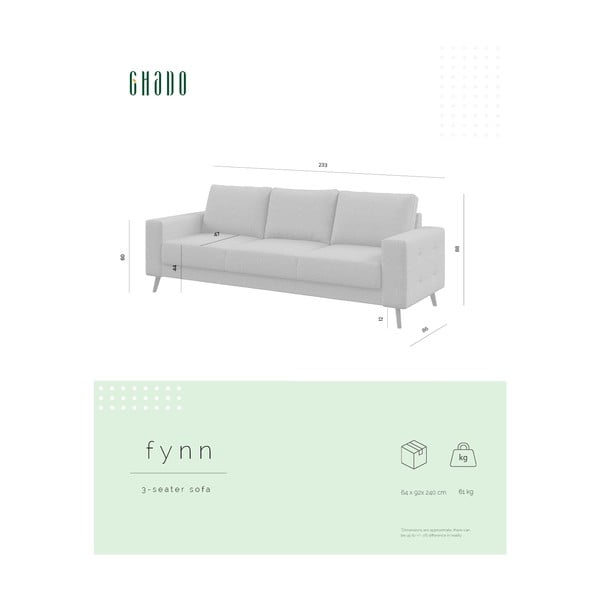 Sofa pilkos spalvos 233 cm Fynn – Ghado-image-3