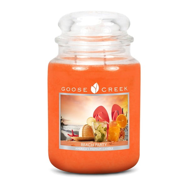 Kvapnioji žvakė stikliniame indelyje "Goose Creek Beach Party", 150 valandų degimo trukmė
