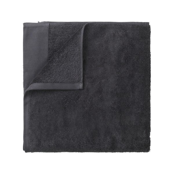 Tamsiai pilkas medvilninis rankšluostis Blomus, 50 x 100 cm
