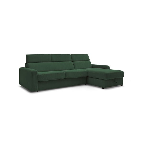 Iš kordinio velveto sulankstoma kampinė sofa tamsiai žalios spalvos (kintama) Monaco – Bobochic Paris-image-3