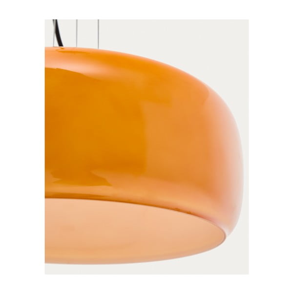 Oranžinės spalvos kabantis šviestuvas LED ø 38 cm su stiklo gaubtu Reig – Kave Home-image-2