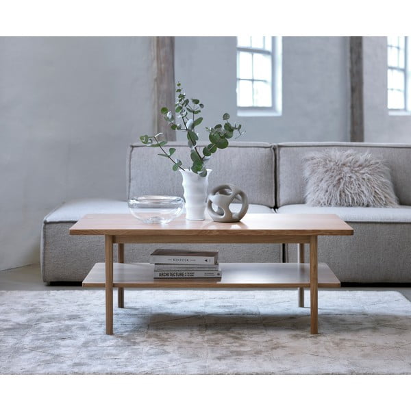Kavos staliukas natūralios spalvos su ąžuolo dekoro stalviršiu 60x120 cm Ponza – Unique Furniture-image-1