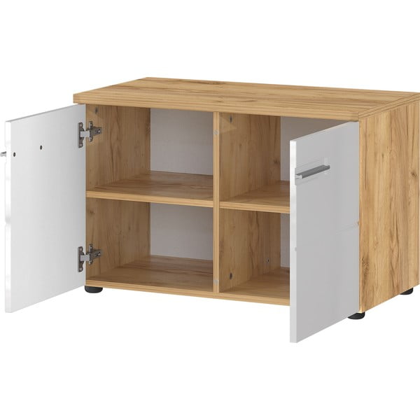 Balta natūrali ąžuolo dekoro batų spinta su suoleliu Aledo - Germania-image-3