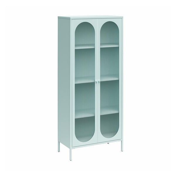 Iš metalo vitrina šviesiai mėlynos spalvos 80x186x40 cm Luna – Støraa-image-2