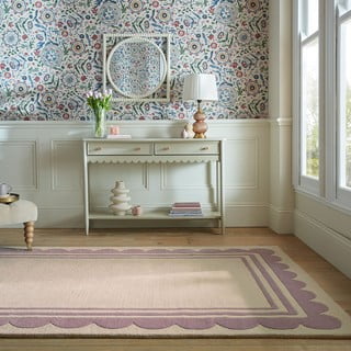 Rankų darbo iš vilnos kilimas violetinės spalvos/natūralios spalvos 160x230 cm Lois Scallop – Flair Rugs
