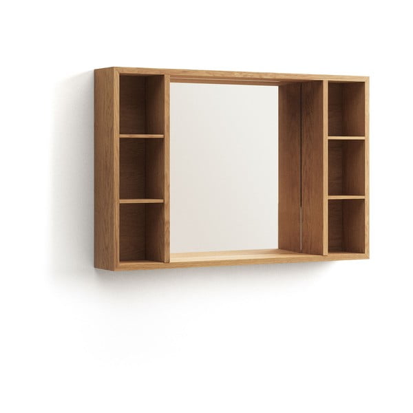 Pakabinama/su veidrodžiu vonios daiktadėžė natūralios spalvos iš tikmedžio masyvo 100x65 cm Parana – Kave Home-image-2