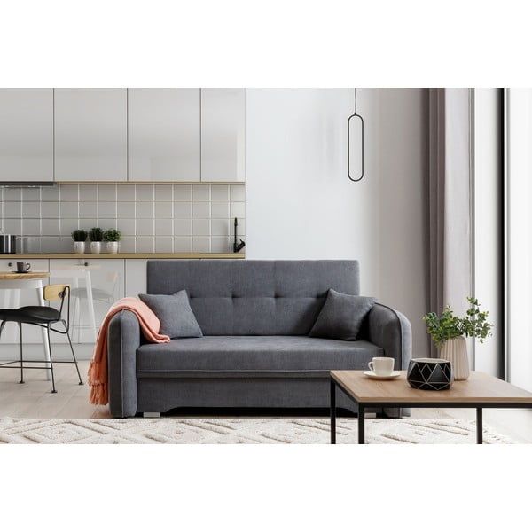 Pilkos spalvos iš šenilinio audinio sulankstoma/su sandėliavimo vieta sofa 155 cm Laine – ELTAP-image-1
