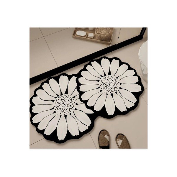 Juodos spalvos/kreminės spalvos vonios kilimėlis 70x120 cm Flor Extrana – Foutastic-image-2