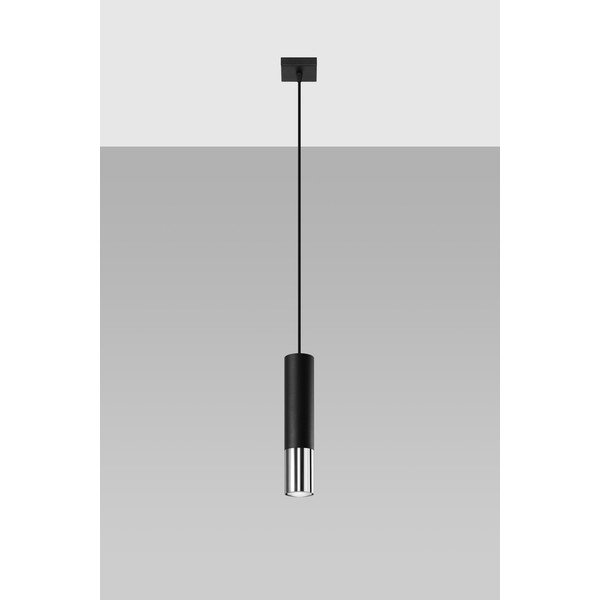 Juodos spalvos/sidabrinės spalvos iš metalo kabantis šviestuvas ø 8 cm Longbot – Sollux-image-3