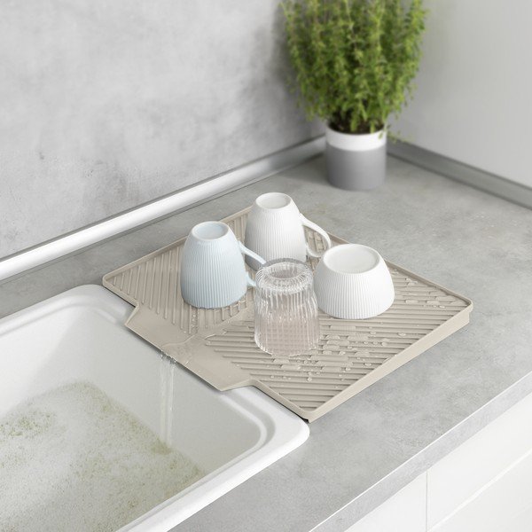 Smėlio spalvos iš plastiko indų džiovinimo padėkliukas 34x40 cm Nelia – Wenko-image-1