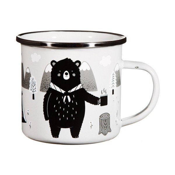 Baltas emaliuotas vaikiškas puodelis Bear Adventure - Sass & Belle