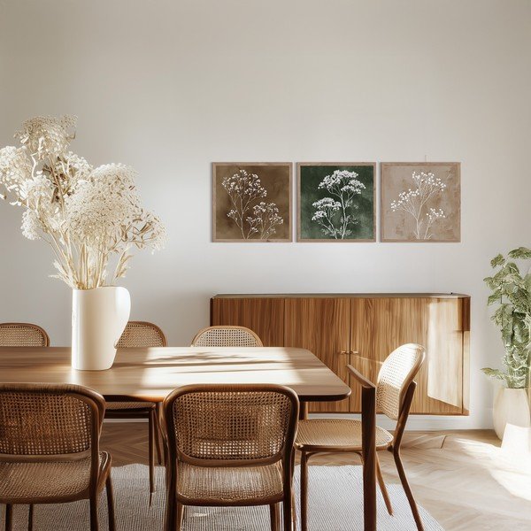 Paveikslai 3 vnt. 30x30 cm Floral Imprint – Styler-image-2