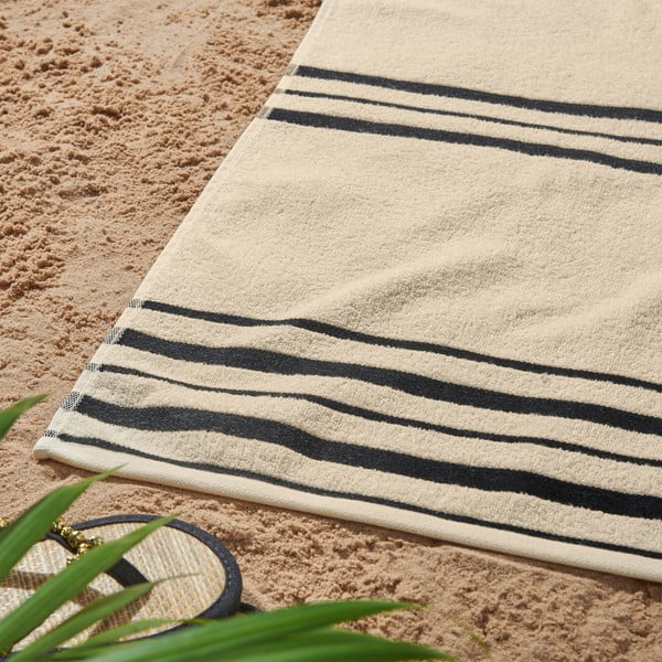 Paplūdimio rankšluostis smėlio spalvos 75x150 cm Banded Stripe – Catherine Lansfield-image-2