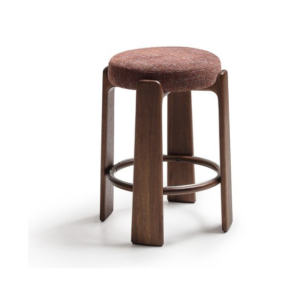 Rudos spalvos/tamsios natūralios spalvos iš uosio masyvo baro taburetė (sėdynės aukštis 65 cm) Granite – Kave Home