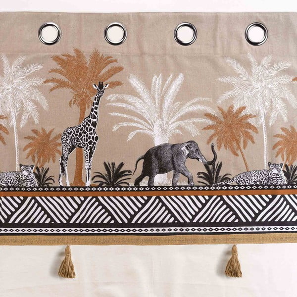 Rudos spalvos/natūralios spalvos iš medvilnės užuolaida 140x240 cm Kenya Lodge – douceur d'intérieur-image-3