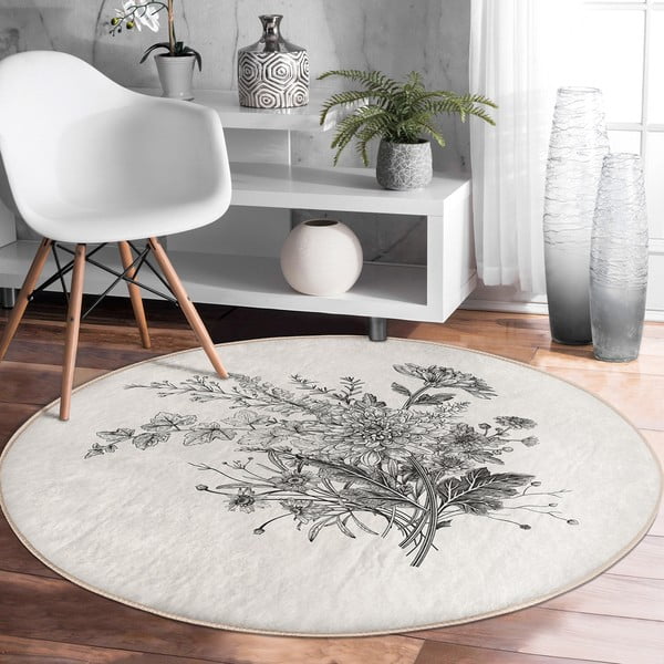 Skalbiamas/robotiniams dulkių siurbliams apvalios formos kilimas kreminės spalvos ø 80 cm Comfort – Mila Home-image-2