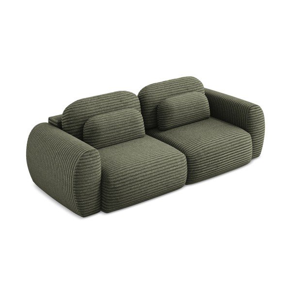 Žalios spalvos iš kordinio velveto sulankstoma/su sandėliavimo vieta sofa 266 cm Kini – Makamii-image-4
