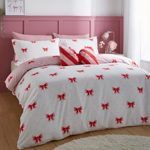 Rožinės spalvos viengulė patalynė 135x200 cm Dotty Bows – Sassy B-image-2